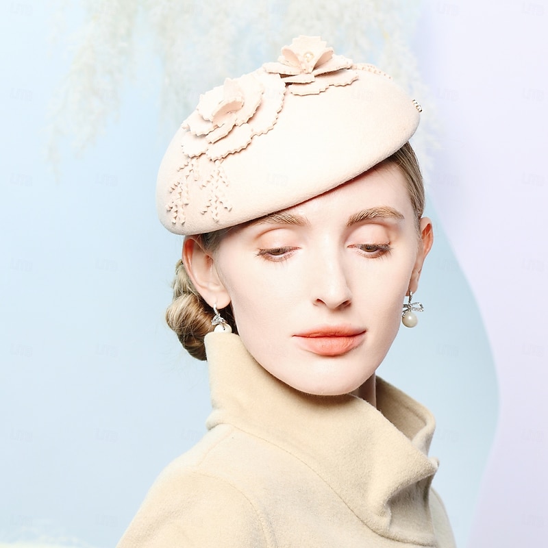 Hats 100% Wool Fedora Hat Saucer Hat Wedding Cocktail Elegant Wedding With Floral Pure Color Headpiece Headwear2