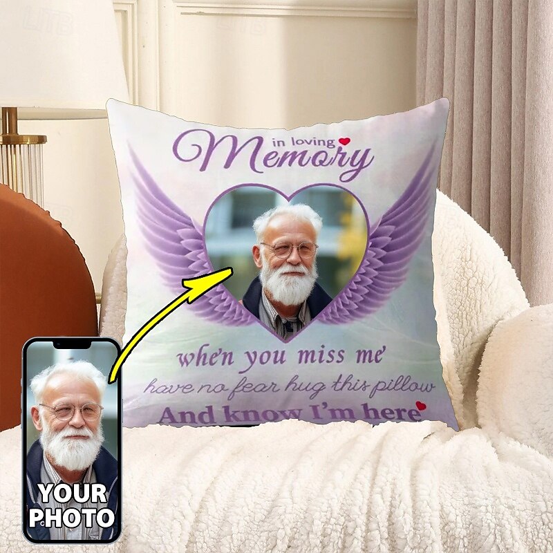 Custom Memorial Pillow Cover Photo Cushion Cover Throw Pillow Sympathy Gift Personalized Memorial Gifts In Loving Memories2