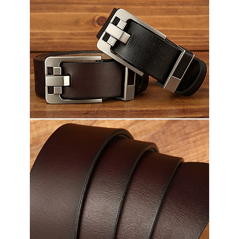 Men's Leather Belt with Stylish Metal Buckle – Durable and Adjustable for Casual & Formal Wear4