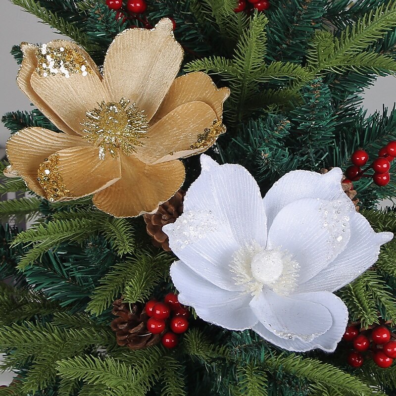 1 Branch  Glitter Christmas Flower,  Artificial Floral Pick for Xmas Tree & Holiday Arrangement Decoration4