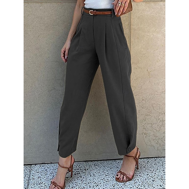 Women's Chinos Fashion Streetwear Full Length High Waist Plain Pocket Comfy Soft Comfortable Micro-elastic Outdoor Work Black Army Green Coffee Spring &  Fall Regular Fit2