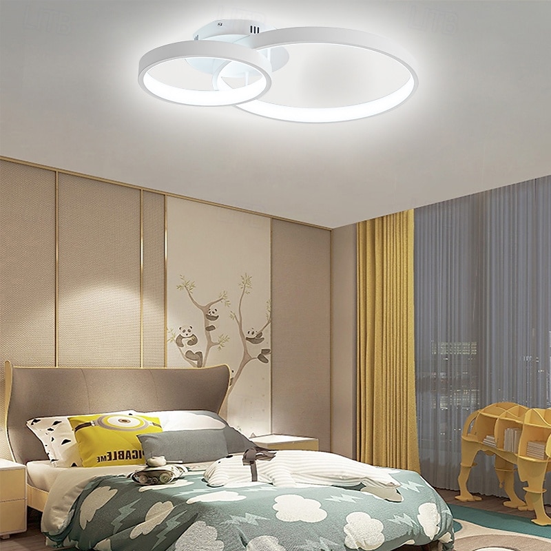 Modern LED Ceiling Light 2-Ring Flush Mount Contemporary Chandelier Ceiling Lamp 3000/6000K 110-240V