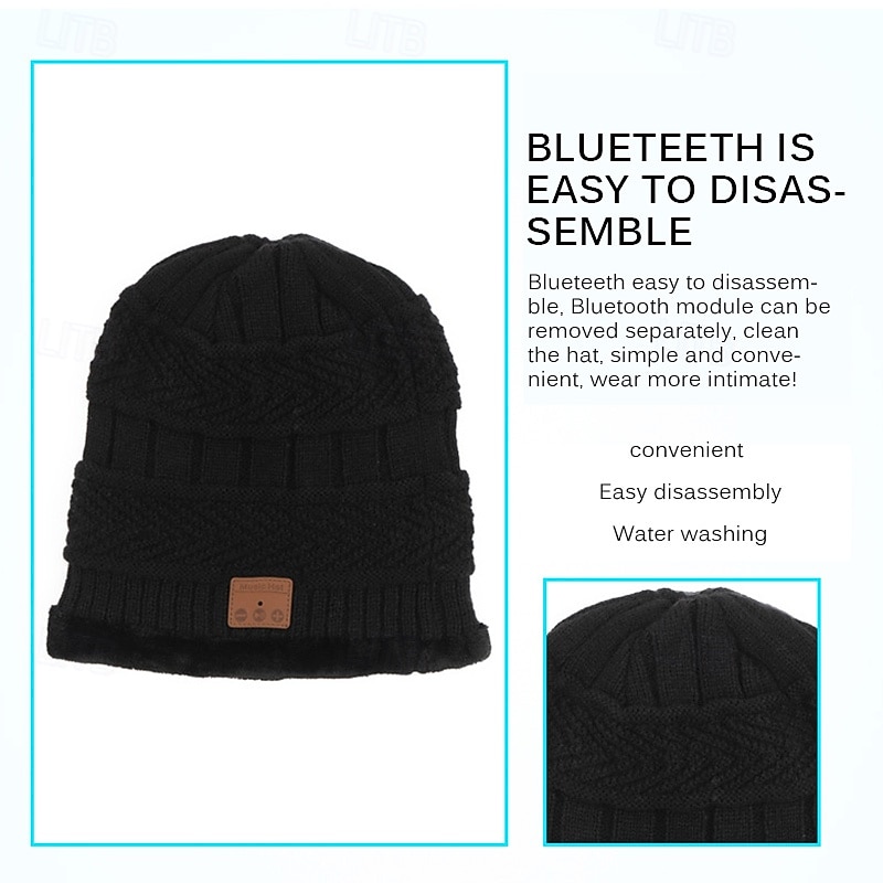 Bluetooth Beanie with Scarf Bluetooth Rechargeable Knit Cap with Wireless Hands Free Head Hat Christmas Gift for Men and Women4