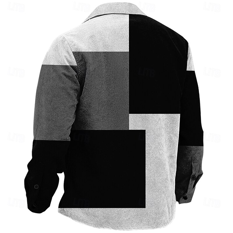 Christmas Men's Plaid Corduroy Shirt Shirt Jacket Overshirt Long Sleeve Fashion Casual Outdoor Dailywear Holiday Fall & Winter Turndown Collared Shirts Buttons 3D Print 2 Pockets 1pc Black Red Blue2