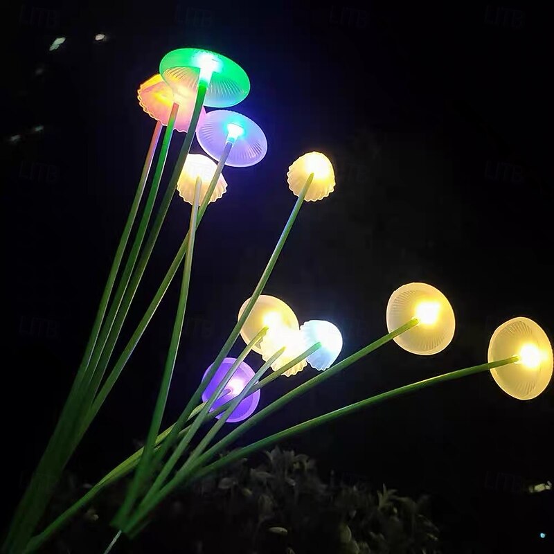 Solar Mushroom Shaped Plug-in Lights, 6/8/10 Head Warm Radiant Outdoor Decorative Lights for Halloween, Christmas, Wedding and Festivals 2/4 Pcs4