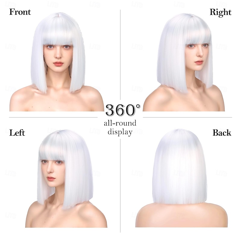 Bob Wig with Bangs Short Straight Wig for Women Heat Resistant Synthetic Natural Hair Wig Colorful Bob Wigs for Grils Daily Party Christmas Party Wigs Cosplay Use3