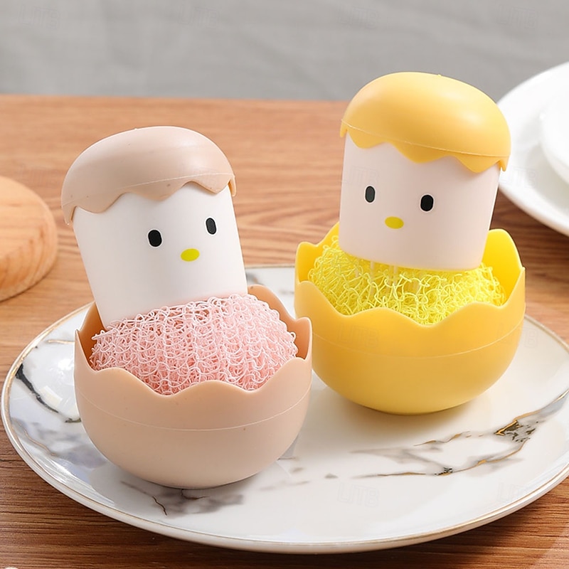 Cartoon Cleaning Brush, Kitchen Gadget for Scrubbing Pots and Pans, Handle Brush for Dishwashing, Essential Home Cleaning Tool3