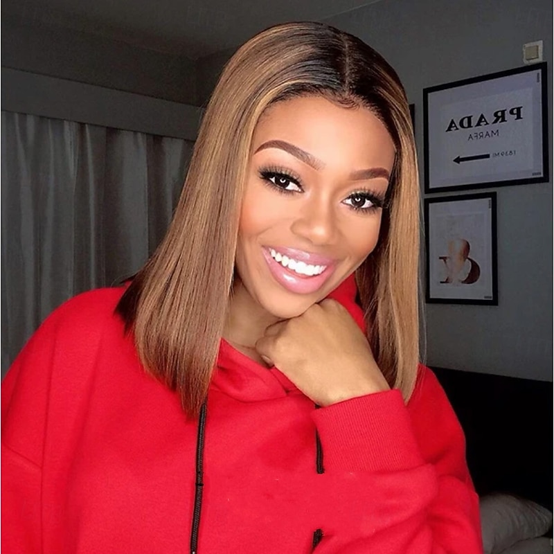 Synthetic Wig Straight Asymmetrical Wig Short Brown Synthetic Hair Women's Fashionable Design Soft Natural Brown