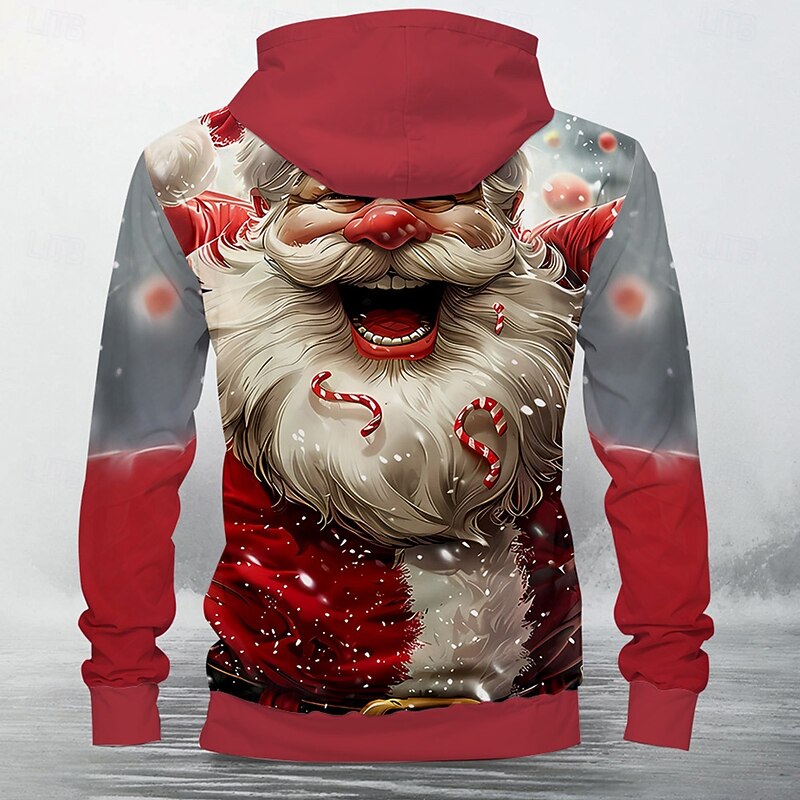 Men's Santa Claus Hoodie Hoodies Sweatshirt Fashion Long Sleeve Hooded Christmas Sports Outdoor Pink Pocket 3D Print Fall Winter Designer2