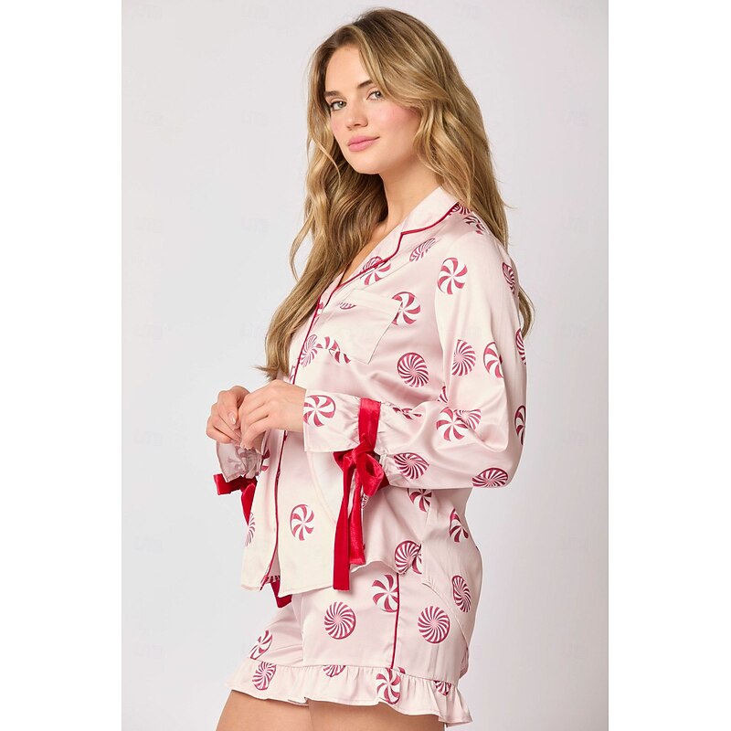 Santa Claus Sleepwear Christmas Pajamas Satin Pajama Women's Cosplay Costume Adults Christmas New Year Christmas Eve Christmas Party Top Pants4