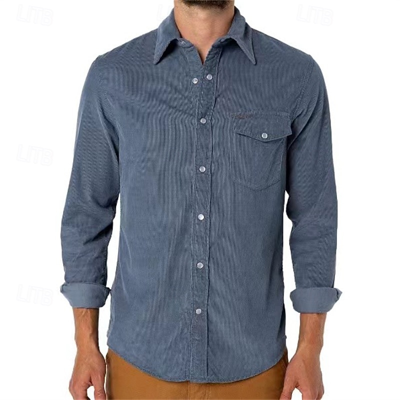 Men's Shirt Casual Shirt Flannel Shirt White Deep Blue Apricot Gray Long Sleeve Plain Lapel Vacation Hawaiian Button-Down Clothing Apparel Polyester Fashion Casual Comfortable