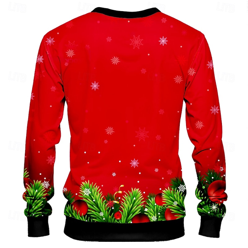 Christmas Men's Graphic Bowknot Ribbon bow Sweatshirt Long Sleeve Sweatshirt Crew Neck Fashion Cool Daily 3D Printing Party Christmas Crewneck 3D Print 2 in 1 Winter Spring &  Fall2