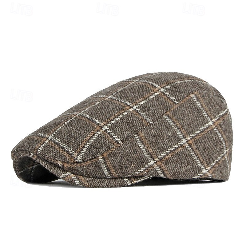 Men's Flat Cap Baseball Cap Military Cap Cadet Hat Red Blue Polyester Fashion Casual Street Daily Plaid Adjustable Sunscreen Breathable