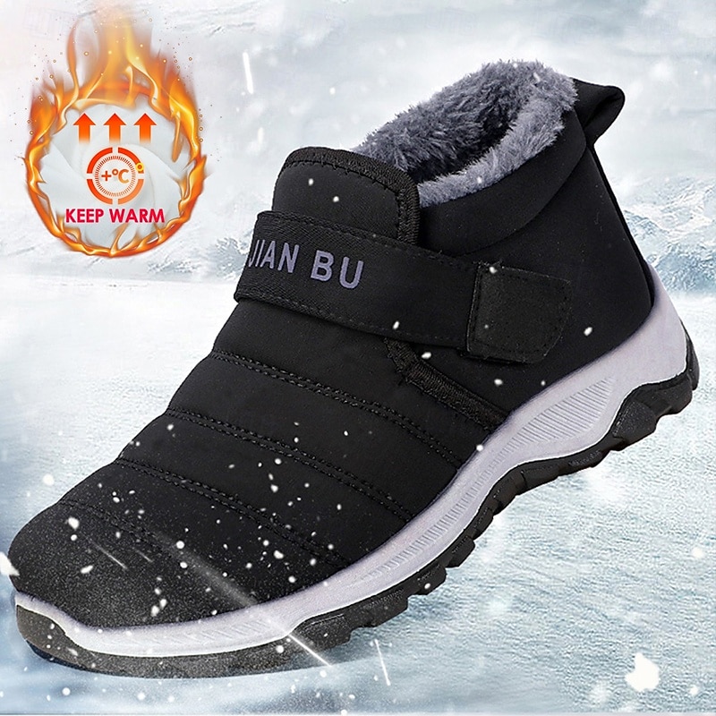 Men's Winter Waterproof Hiking Boots – Non-Slip Sole, Warm Faux Fur Lining, and Hook-and-Loop Closure