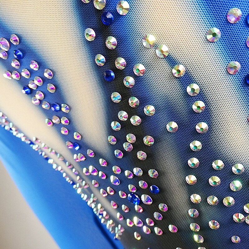 Figure Skating Dress Women's Girls' Ice Skating Skirt Dress Dark Green Asymmetric Hem Spandex High Elasticity Training Competition Skating Wear Multi Color Crystal / Rhinestone Long Sleeve Ice / Kids4