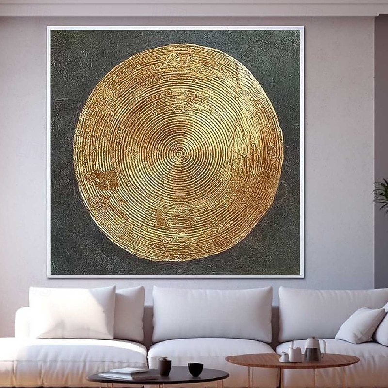Handpainted 3D Abstract Gold Paintings On Canvas Handmade Rich Textured Acrylic Painting Modern Wall Art Hand-Painted Thick Artwork Foil gold painting for Living Room Wall Decor