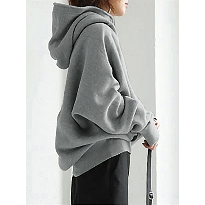 Women's Hoodie Jacket Outdoor Street Daily Wear Fall Winter Regular Coat Regular Fit Thermal Warm Breathable Stylish Casual Jacket Long Sleeve Plain with Pockets Full Zip Black Red Green3