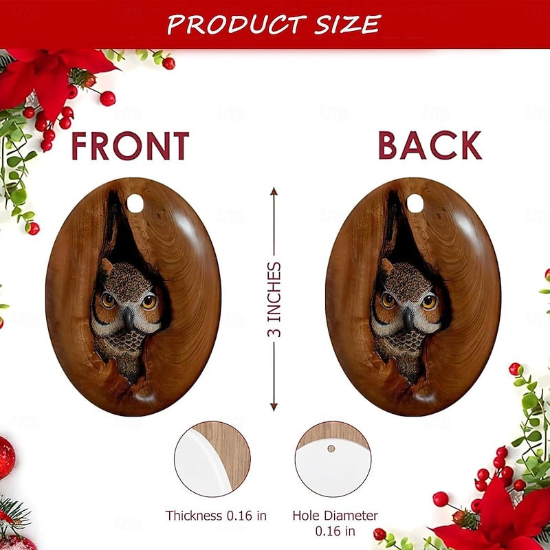 12pcs/set Christmas Tree Ornaments 2D Acrylic Forest Animal Decoration Xmas Tree Animal Pattern OrnamentSeasonal Decor for Christmas Tree3