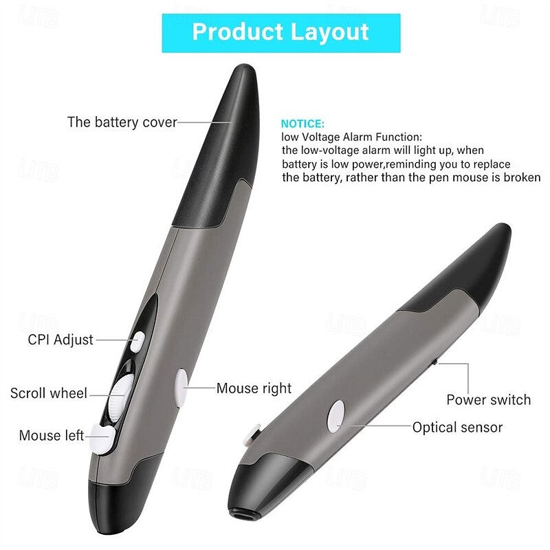 2.4GHz USB Wireless Optical Pocket Pen Mouse Adjustable 800/1200/1600 DPI Handwriting Smart Mouse for Laptop Android Tablet PC3