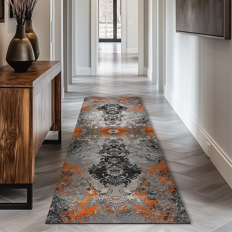 Vintage Boho Shaggy Hallway Runner Rug Soft, Non-Slip Washable Entryway Mat, Farmhouse Kitchen, Bathroom, Bedroom Area Carpet