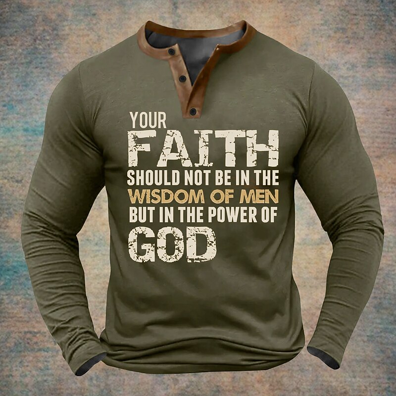 Men's Christmas Quotes & Sayings Henley Shirt Long Sleeve Other Prints Daily Funny Christmas Party Casual Winter Spring &  Fall Black Blue Green Henley Henley T-Shirt3