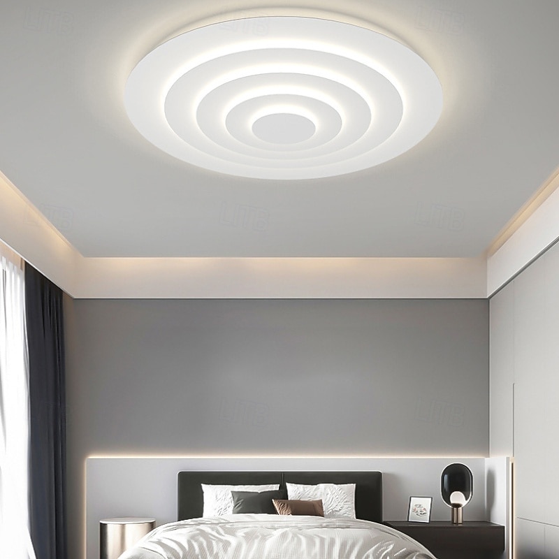 White Round Ripple Design Ceiling Light Style LED Ceiling Lamp 45/60/78cm 36W