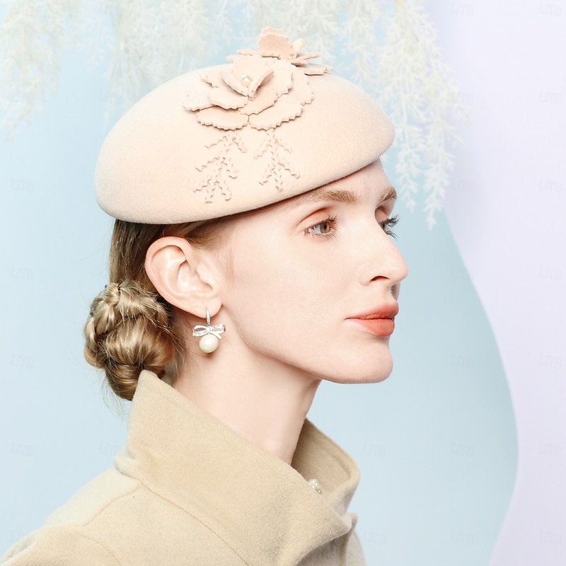 Hats 100% Wool Fedora Hat Saucer Hat Wedding Cocktail Elegant Wedding With Floral Pure Color Headpiece Headwear3