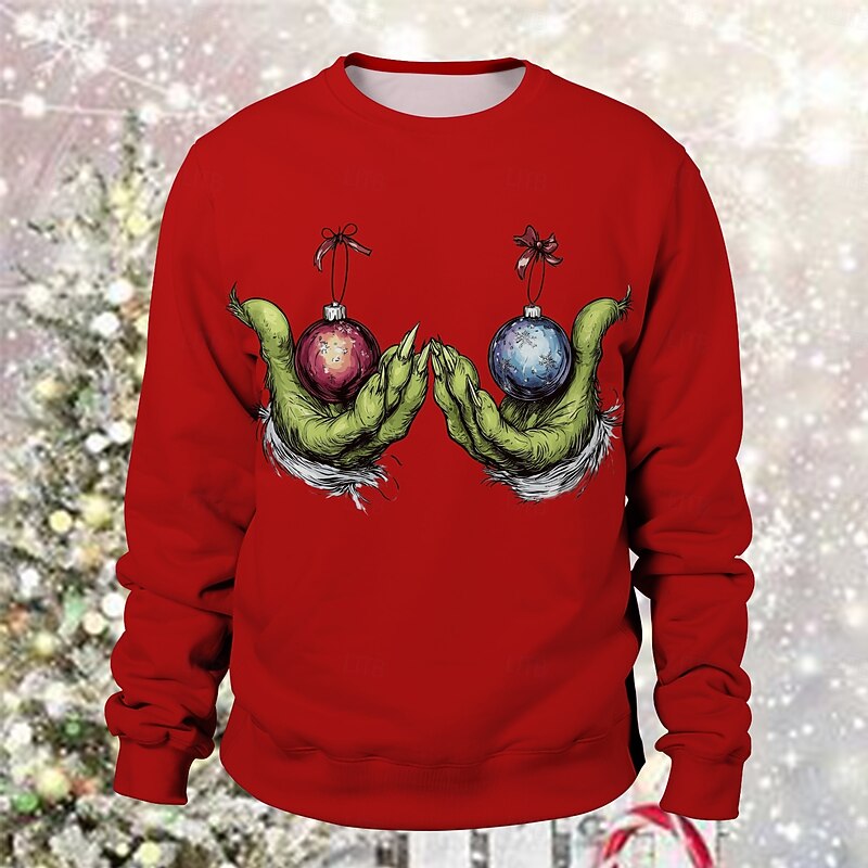 Christmas Little Monster Pullover Funny Christmas Sweatshirt 3D Christmas Funny For Couple's Men's Women's Adults' Christmas Carnival 3D Print Party Festival3