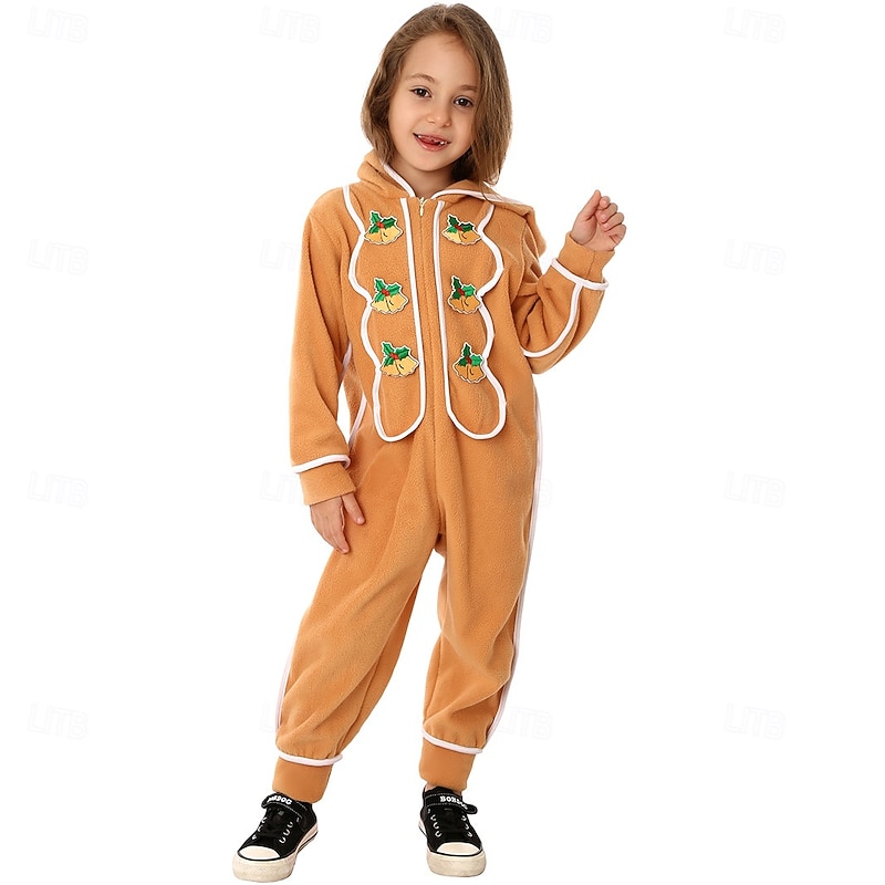 Gingerbread Man Kigurumi Sleepwear Jumpsuit Onesies Girls' Cosplay Costume Kid's Christmas New Year Christmas Eve Christmas Party Onesie4