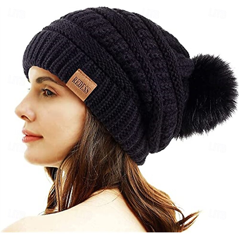 Christmas Gift Hat Pom Pom Beanie Women's Christmas New Year Christmas Eve Warm Fleece Lined Winter Hat Gift for Women for Her Wife Mom4