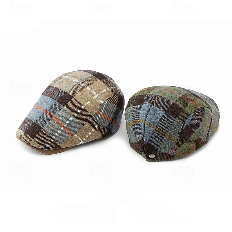 Men's Flat Cap Baseball Cap Military Cap Cadet Hat Blue khaki Polyester Fashion Casual Street Daily Plaid Adjustable Sunscreen Breathable2
