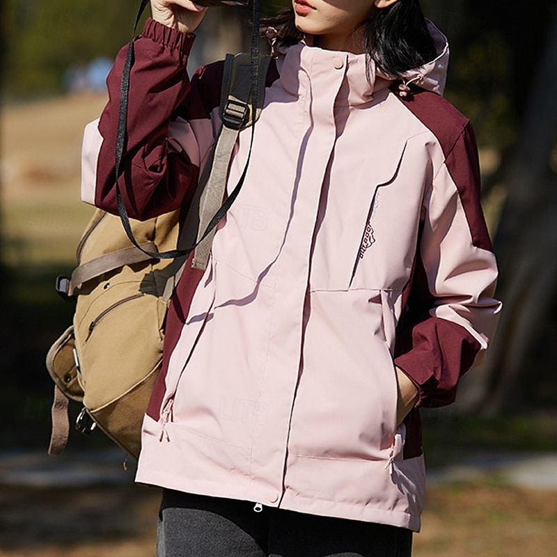 Women's Softshell Jacket Hiking Jacket Winter Outdoor Color Block Thermal Warm Windproof Water Resistant Windbreaker Jacket Traveling Wine Red Black White Yellow Pink