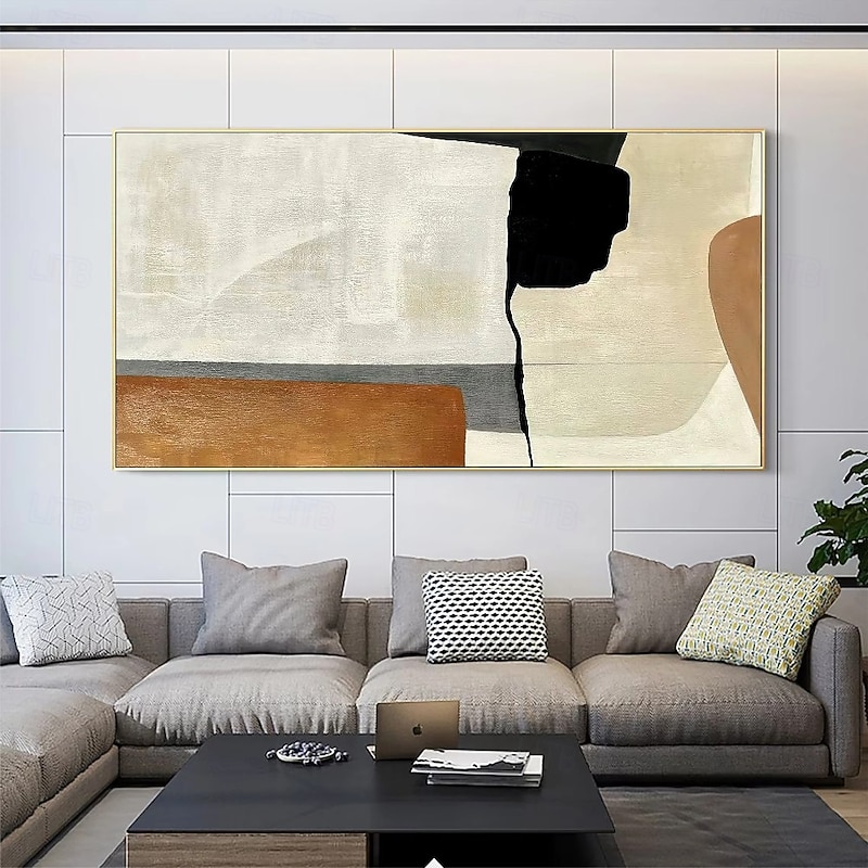 Beige Wabi Sabi painting hand painted Wall Art Black Beige Abstract Painting Large Brown Minimalist art Wall Art Beige Textured Canvas Painting Neutral Wall Decor