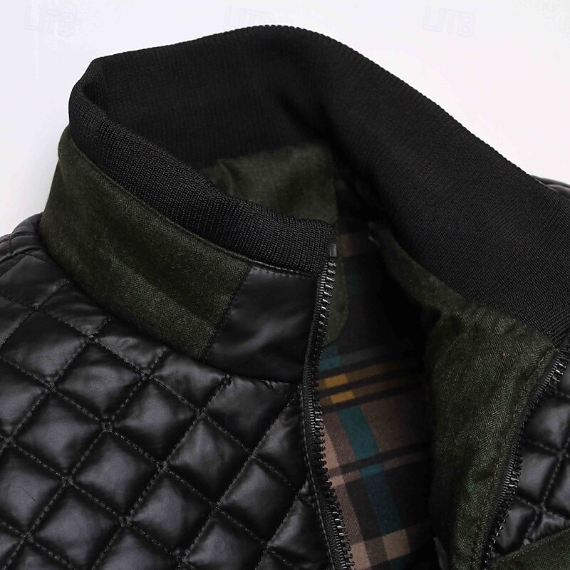 Men's Winter Jacket Puffer Jacket Quilted Jacket Padded Classic Style Polyster Pocket Outdoor Date Casual Daily Regular Fashion Casual Thermal Warm Windproof Winter Color Block Dark Grey Blue Green4