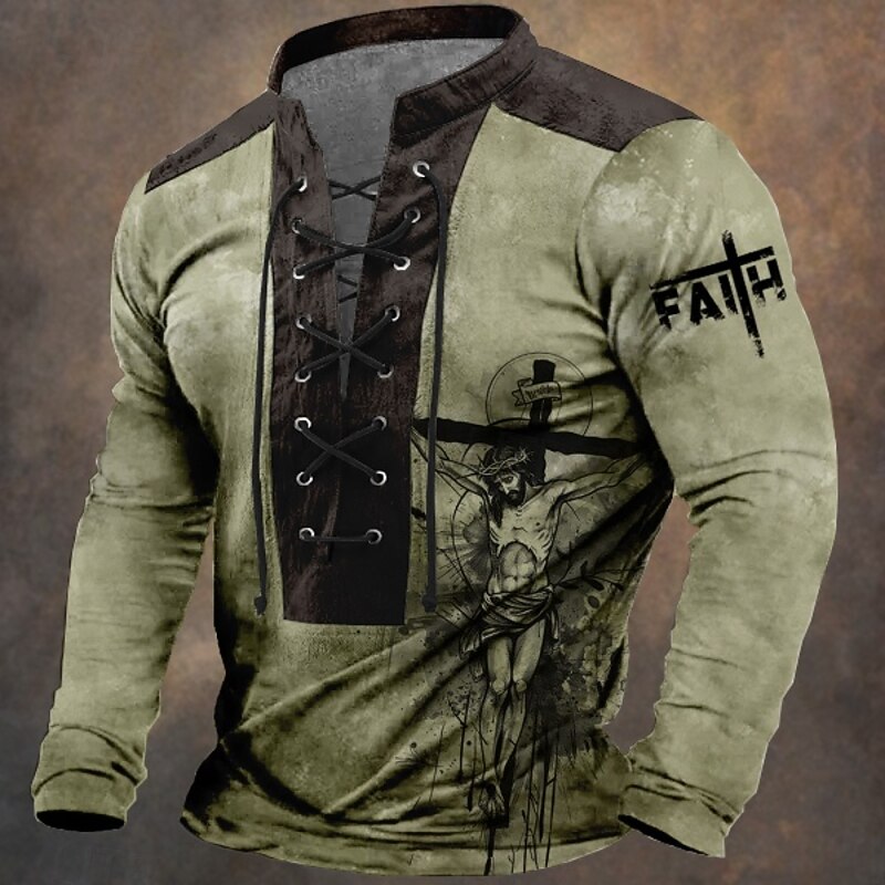 New Year Men's Graphic Geometric Ethnic Sweatshirt Sweatshirt Long Sleeve Sweatshirt V Neck Sports Daily Party Print Christmas Party New Year Drawstring 3D Print Winter Spring &  Fall3