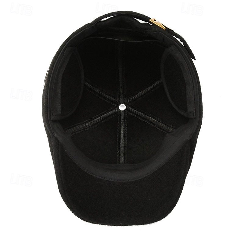 Men's Sun Hat Winter Hats Black Gray Woolen Keep Warm Fashion Casual Street Daily Plain Adjustable Sunscreen Breathable2