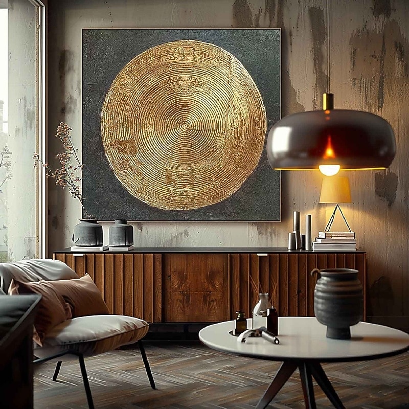 Handpainted 3D Abstract Gold Paintings On Canvas Handmade Rich Textured Acrylic Painting Modern Wall Art Hand-Painted Thick Artwork Foil gold painting for Living Room Wall Decor4