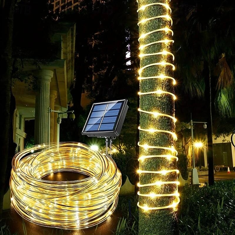 22M 200 Leds Outdoor waterproof solar tube light string, Christmas, New Year, holiday, wedding, courtyard fence, steps, balcony atmosphere decoration light string4