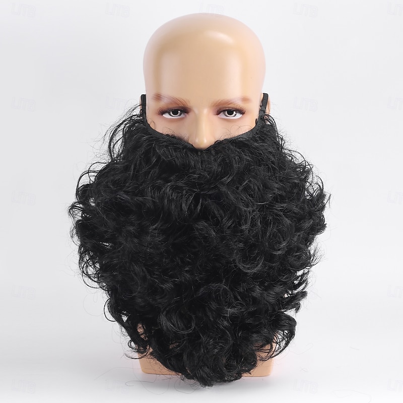 Synthetic Wig Curly With Bangs Machine Made Wig Short Black Synthetic Hair Men's Black4