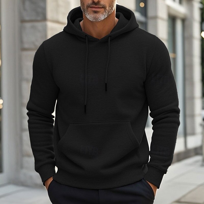 Men's Hoodie Black Wine Dark Green Light Grey Dark Gray Hooded Plain Drawstring Pocket Ribbed Sports & Outdoor Daily Holiday Streetwear Basic Casual Spring &  Fall Clothing Apparel Hoodies4