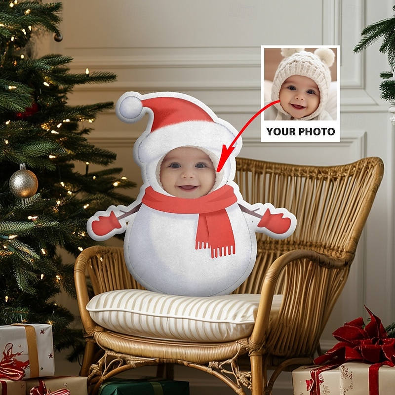 Irregular Christmas Cushions & Pillows Personalized Gift Photo Snowman, Santa Claus, Custom Gift Ideas in Various Sizes with Insert2
