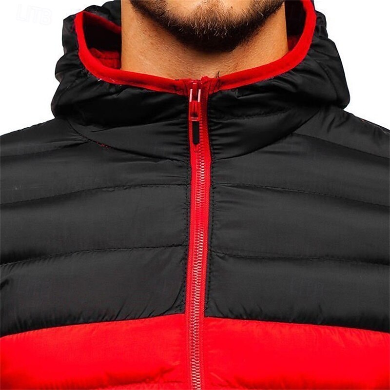 Men's Puffer Jacket Quilted Jacket Transition Jacket Padded Jacket Pocket Polyster Fleece lined Vacation Daily Wear Date Regular Fashion Casual Comfortable Thermal Warm Fall & Winter Color Block4