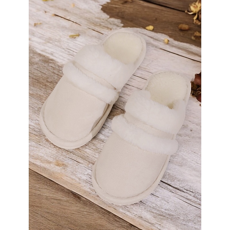 Women's Cozy Faux Fur Lined Slippers with Suede Finish – Warm Indoor Shoes for Winter Comfort 13