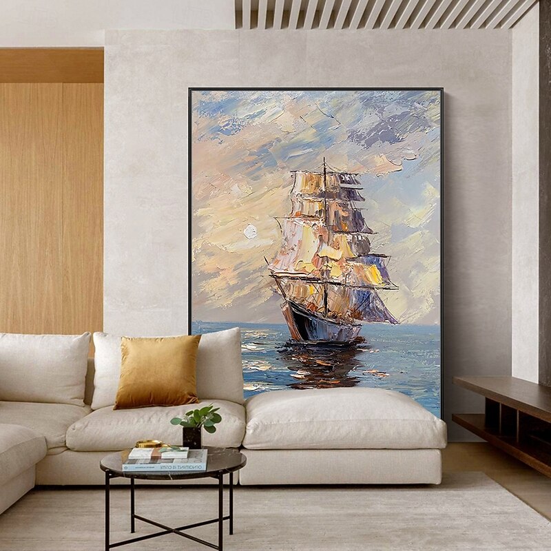 Mintura Handmade Abstract Bost Landscape Oil Paintings On Canvas Wall Art Decoration Modern Picture For Home Decor Rolled Frameless Unstretched Painting3