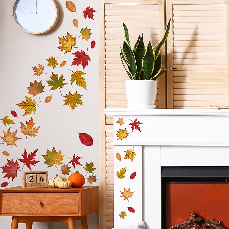 Wall Tattoo Maple Leaves Wall Sticker Wall Decoration for Living Room Bedroom Sofa Background Wall Sticker Children's Room Girls and Boys Wall Sticker DIY Wall Art Decor4