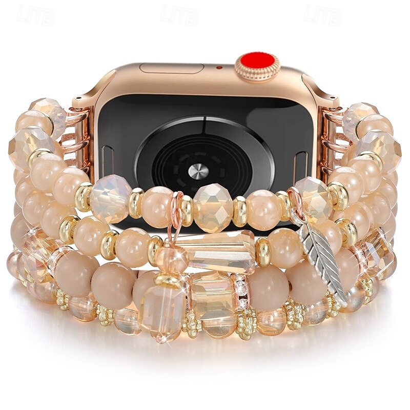 Sport Band Compatible with Apple Watch band 38mm 40mm 41mm 42mm 44mm 45mm 49mm Beaded Adjustable Breathable Beads Strap Replacement Wristband for iwatch Ultra 2 Series 9 8 7 SE 6 5 4 3 2 13