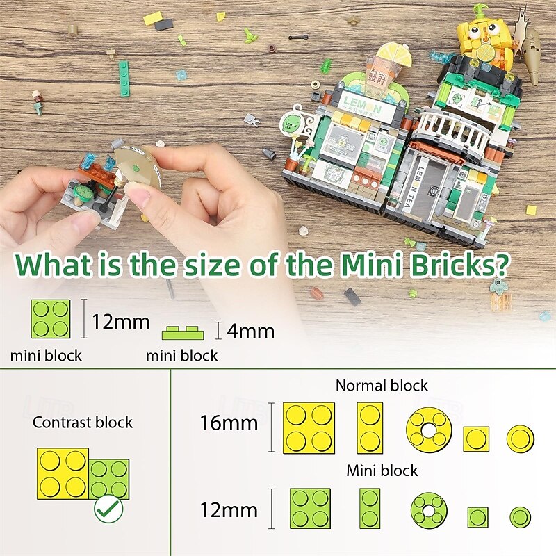 Street View Lemon Tea Shop Mini Building Blocks MOC Creative Building Toys Model Set for Girls 6-12 Years Old 796 PCS Simulation Architecture Construction Toy Gift Idea for Kids Adults3