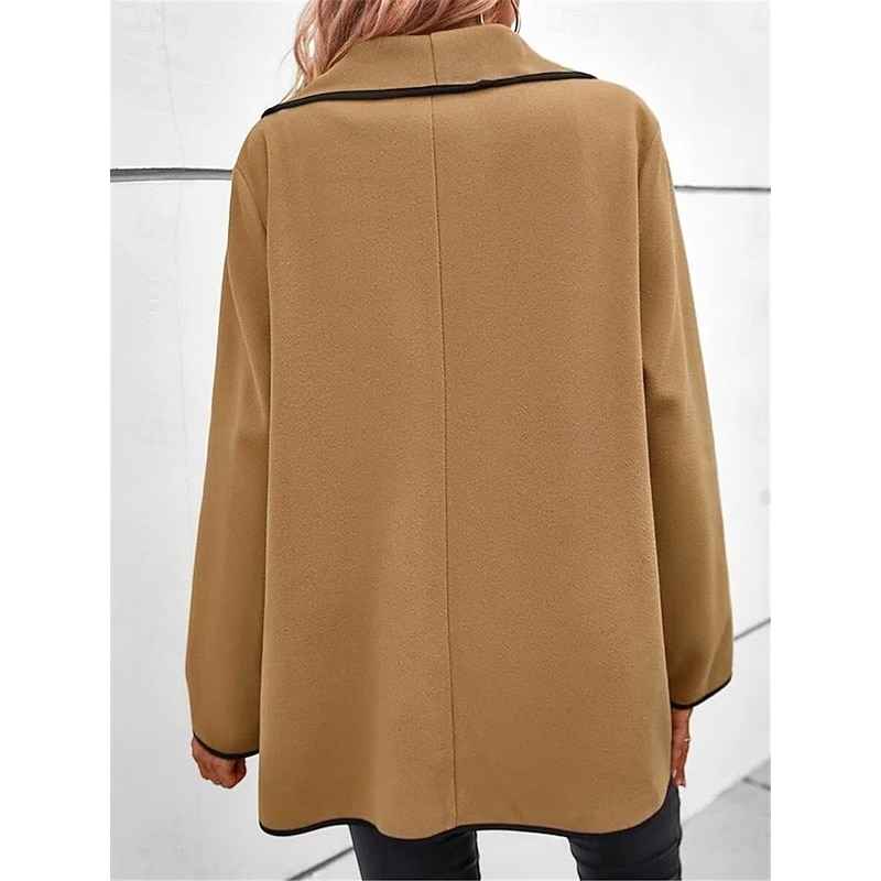 Women's Winter Coat Outdoor Street Daily Wear Fall Winter Regular Coat Regular Fit Thermal Warm Breathable Stylish Casual Jacket Long Sleeve Plain Oversize Camel2