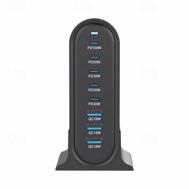 268W Multi-Port USB Charger USB C Fast Charger 8-Port Charging Station Hub Fast Compact GaN Charger Power Adapter4