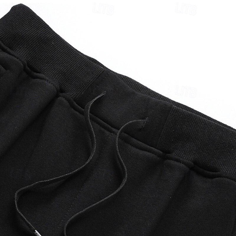 Men's Athletic Pants Fleece Pants Sweatpants Winter Pants Trousers Pocket Drawstring Elastic Waist Plain Comfort Warm Sports Outdoor Daily Fashion Casual Black Dark Blue Micro-elastic2